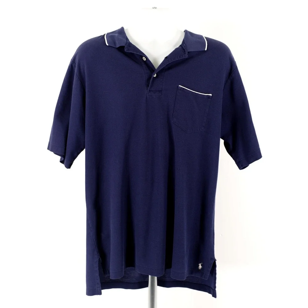Polo Golf Ralph Lauren Blue Solid XL Cotton Polo Collared‎ Shirt Short Sleeve